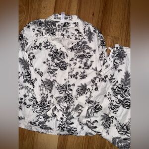 Stars Above Black and White Floral Pajama Set